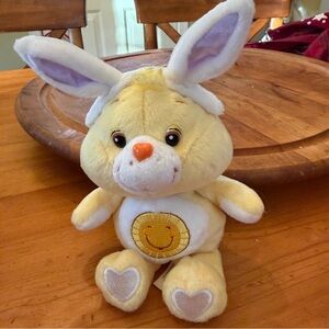 Vintage 2003 Care Bears Funshine Bear Easter Bunny 8" Plush Yellow Sunshine